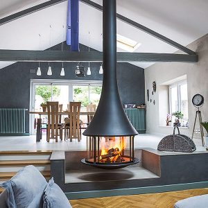 Sculpt JC Bordelet Zelia 908 Suspended Wood Fireplace