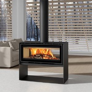 ADF Linea 100 Duo L Freestanding Wood Fireplace (Castworks)