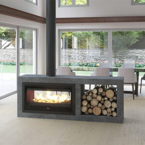 Lacunza Nickel 800 and 1000 Double Sided Inbuilt Wood Fireplaces