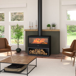 Lacunza Silver 800 and 1000 Freestanding Wood Fireplaces (with Base)