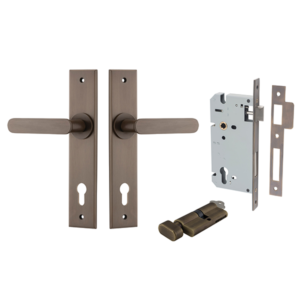 Bronte Levers on Chamfered Backplate (iver) - Entrance Kit (Key/Thumb), Signature Brass