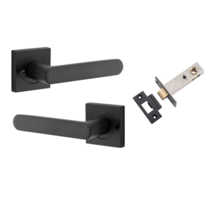 Osaka Levers on Square Rose (iver) - Matt Black, Privacy Kit