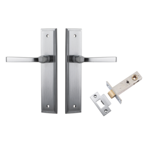 Annecy Levers on Stepped Backplate (iver) - Brushed Chrome, Passage Kit