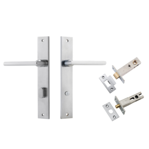 Baltimore Levers on Rectangular Backplate (iver) - Brushed Chrome, Privacy Kit