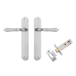 Sarlat Levers on Oval Backplate (iver) - Brushed Chrome, Passage Kit