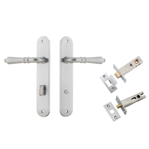 Sarlat Levers on Oval Backplate (iver) - Brushed Chrome, Privacy Kit